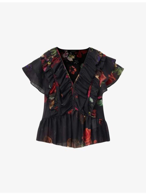 ALLSAINTS Alma Floral-Print Woven Top