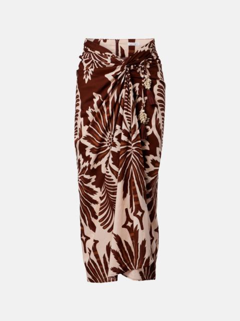 Poupette St Barth Uma printed cotton midi skirt