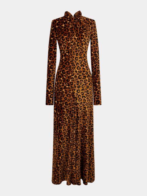 rabanne LEOPARD PRINT LONG DRESS