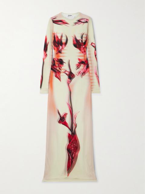 Jean Paul Gaultier Printed Stretch-mesh Maxi Dress