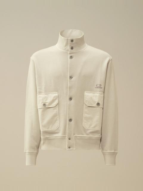 C.P. Company Cotton Diagonal Fleece Resist Dyed Button Sweatshirt