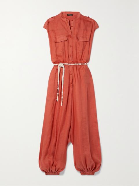 Loro Piana Belted ramie jumpsuit Orange