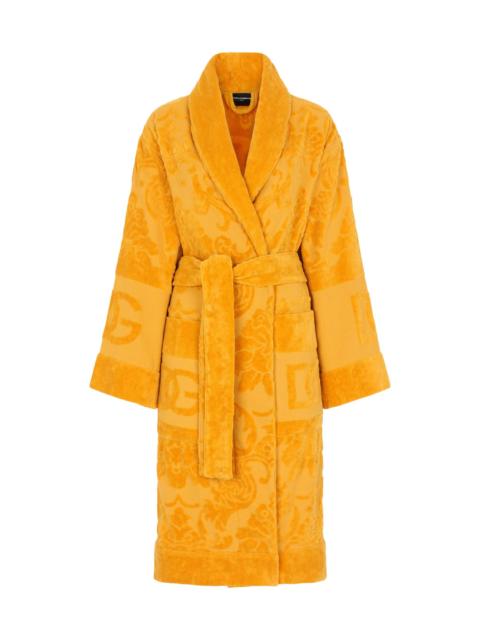 Dolce & Gabbana Men's Jacquard Logo Bath Robe - Yellow