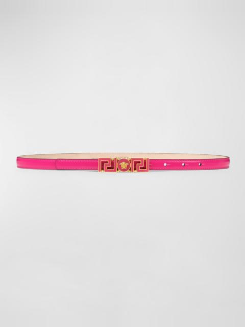 VERSACE Greca Medusa Buckle Skinny Leather Belt