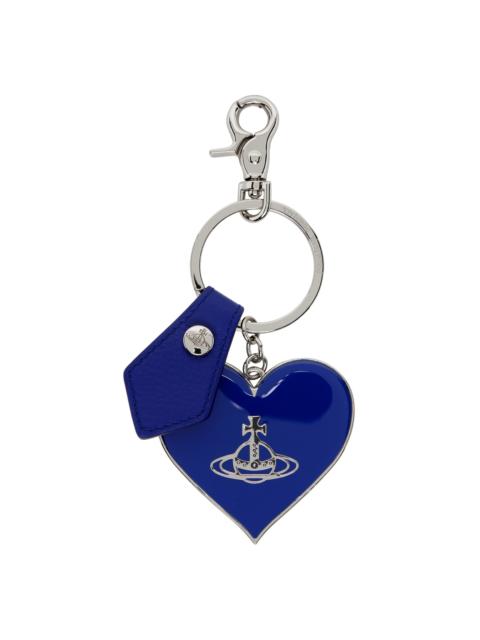 Vivienne Westwood Blue Mirror Heart Orb Keychain