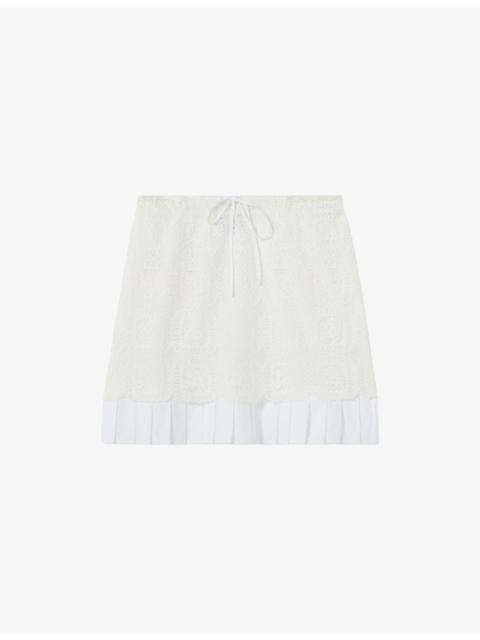 Claudie Pierlot Elasticated-Waist Lace Mini Skirt