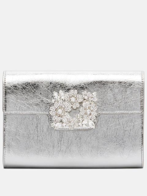 Roger Vivier Efflorescence Mini metallic leather clutch