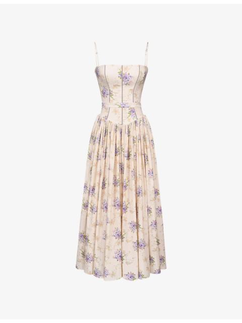 House of CB Ysabella Floral-Print Stretch-Cotton Midi Dress