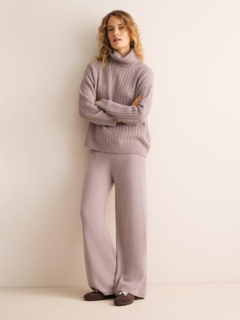 Derek Rose Daphne Cashmere Wide Leg Pants Dusty Pink