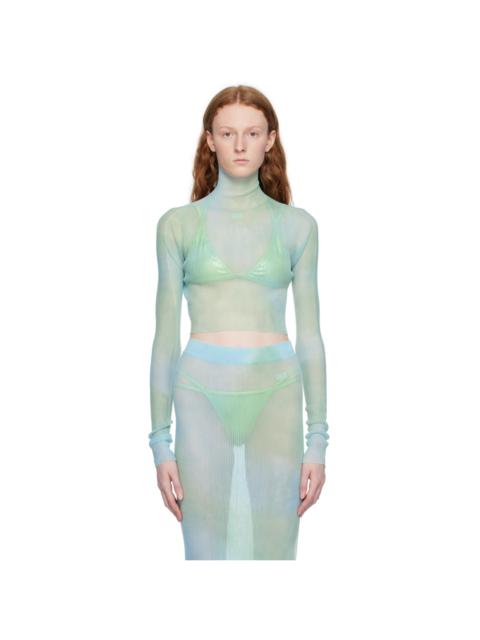 Off-White Blue Tie-Dye Turtleneck