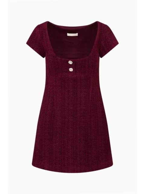 LoveShackFancy Bordeaux Tila Tweed Mini Dress