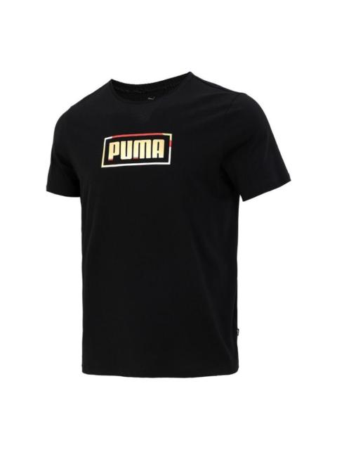 PUMA PUMA Contrasting Colors Logo Printing Round Neck Short Sleeve Black 847720-01