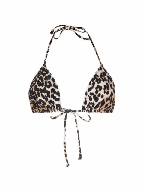 GANNI leopard-print bikini top