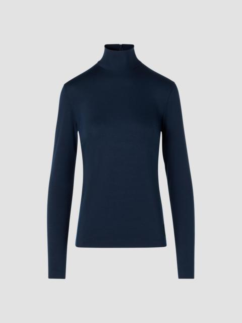 AKRIS Women's Mock Neck Turtleneck Jersey Top - Navy