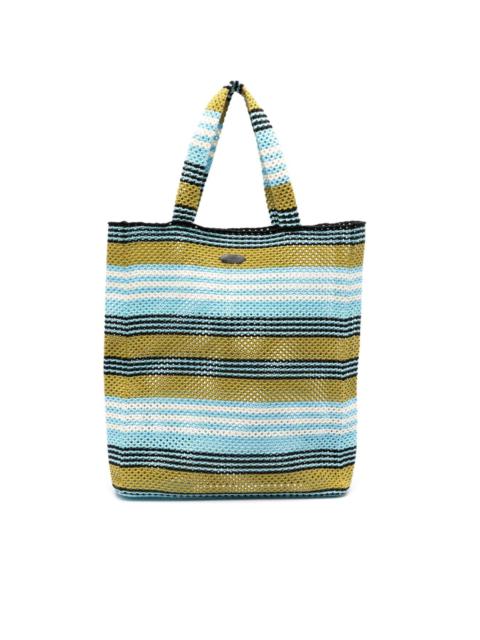 Lanvin striped crochet cotton tote bag