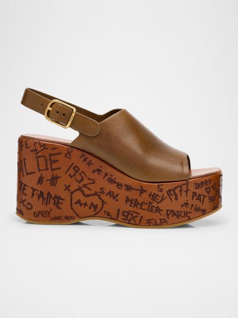 Chloé Maxime Leather Slingback Platform Sandals