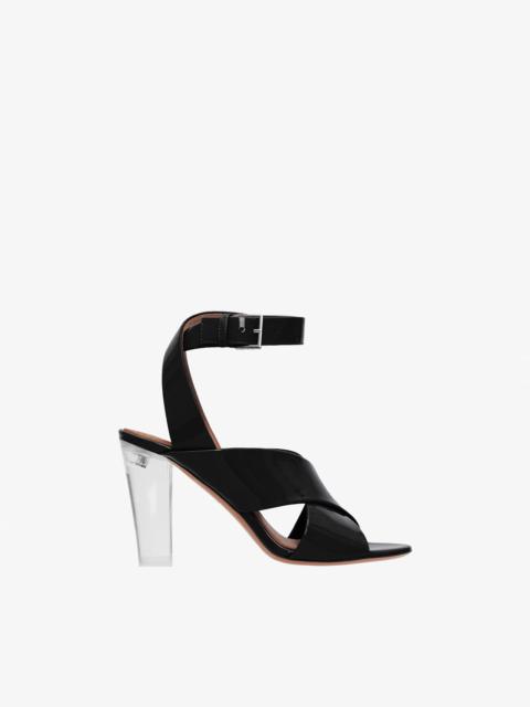 BLOCK HEEL SANDALS IN PATENT CALFSKIN