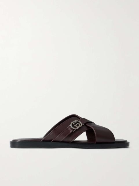 GUCCI Logo-Embellished Leather Sandals