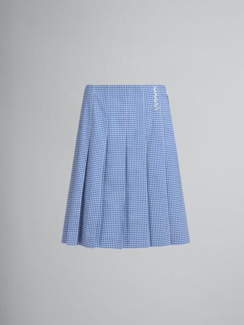 Marni BLUE AND WHITE WOOL BLEND PLEATED SKIRT