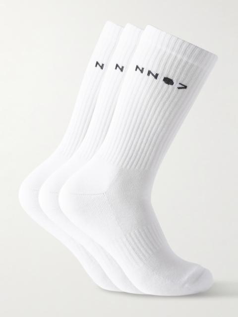 NN07 Three-Pack Logo-Jacquard Ribbed Cotton-Blend Socks