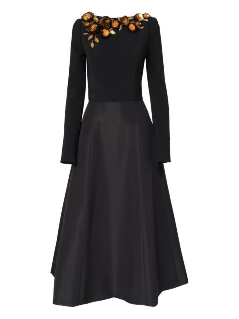 CAROLINA HERRERA floral-embroidered midi dress