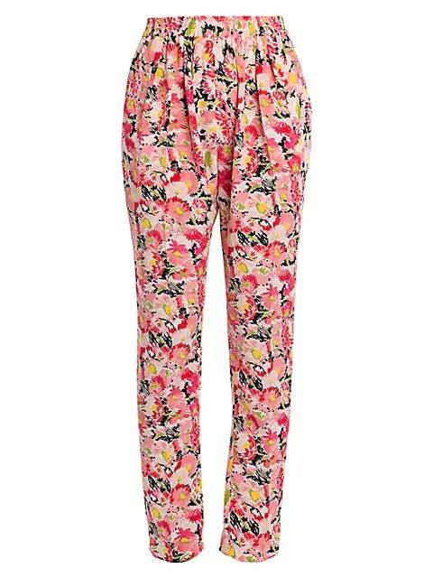 Stella McCartney Christine Watercolor Floral Silk Trousers