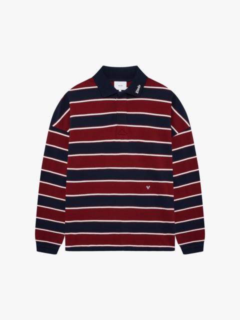 Rhude FONTAINE STRIPED LS POLO SHIRT