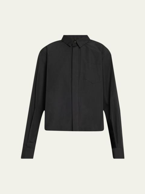 sacai Poplin Ruffle Back Cropped Blouse