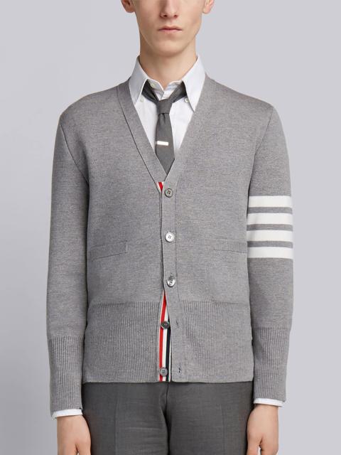 Light Grey Milano Stitch Fine Merino Wool 4-Bar V-Neck Cardigan