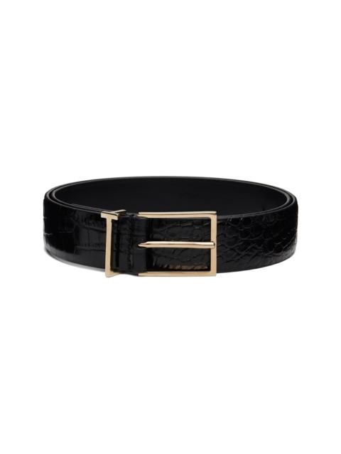 TOM FORD Black Soft Printed Croc Belt
