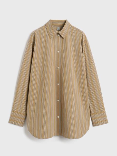 Totême Relaxed striped cotton shirt caramel/cornsilk