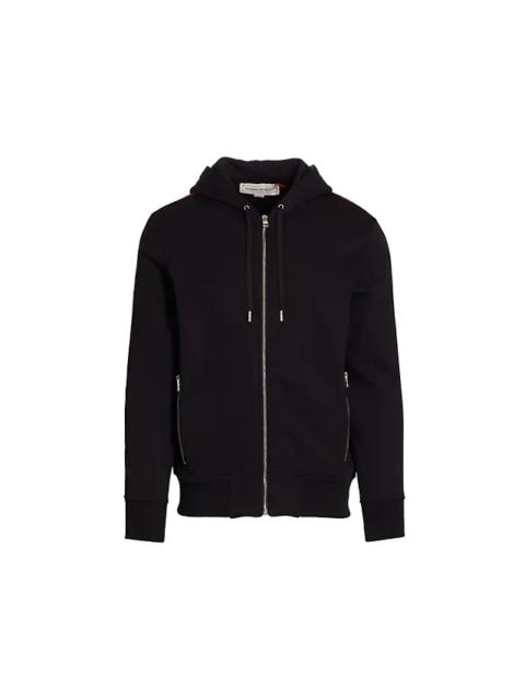 Alexander McQueen 로고 테이프 zip-up 후드
