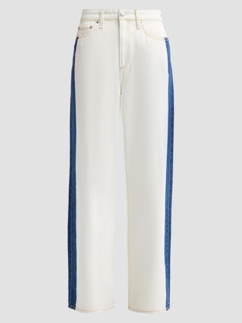rag & bone Women's Logan Contrast-Striped Wide-Leg Jeans - Dark Indigo Bleach