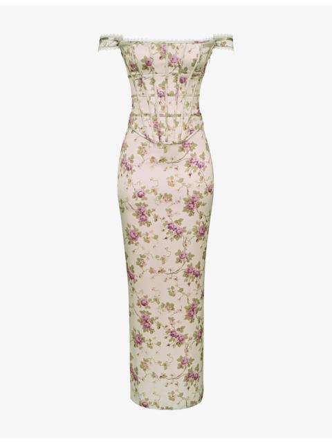 House of CB Isis Corseted Satin Maxi Dress