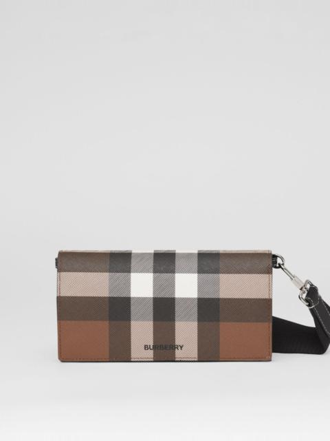 Burberry Check E-canvas Wallet with Detachable Strap