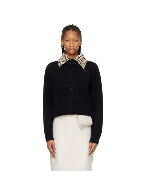 RÓHE Black Cheetah Collar Cardigan