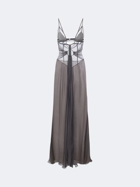 NENSI DOJAKA Cutout sheer silk gown