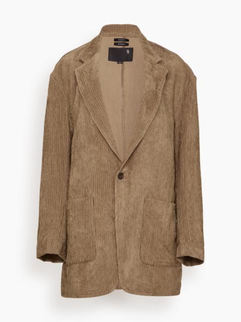 R13 Elongated Oversized Ragged Blazer in Dusty Khaki