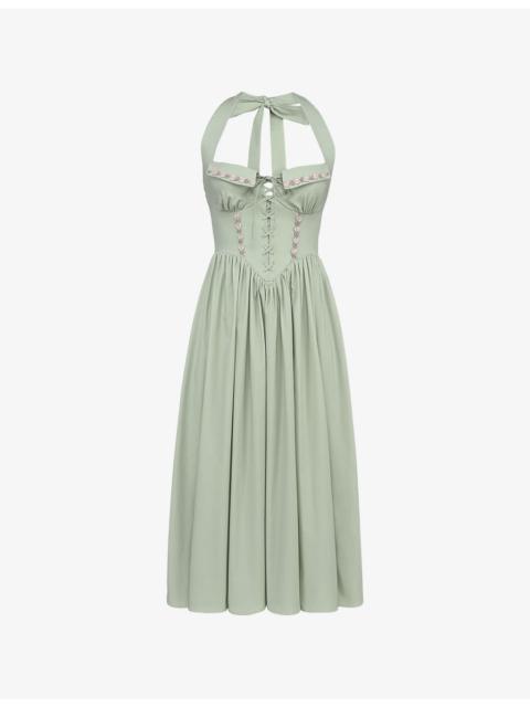 House of CB Emilia Halter-Neck Cotton Midi Dress
