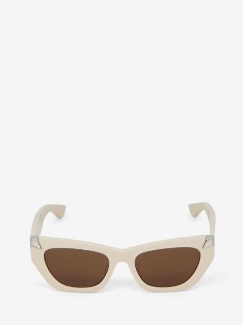 Alexander McQueen Women's Punk Rivet Geometric Sunglasses in Ivory