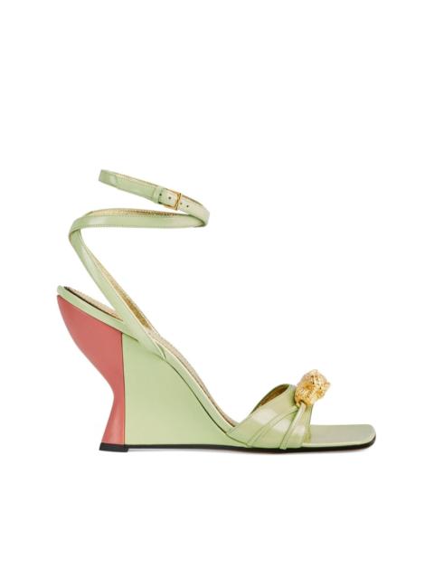 GUCCI snake-plaque leather wedge sandals