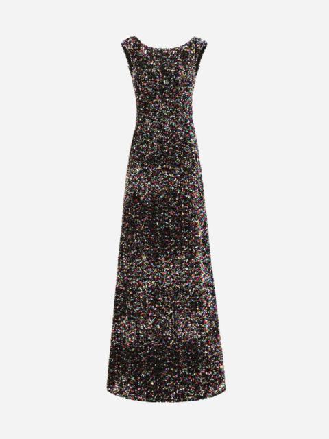 Long multi-colored sequined dress