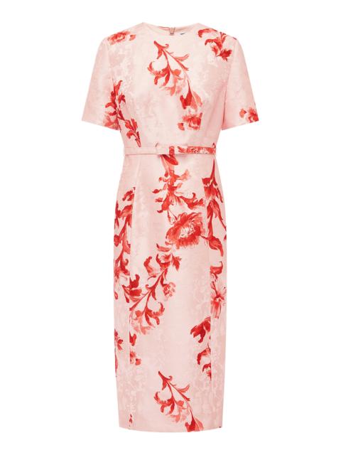 LEO LIN Elizabeth Jacquard Midi Dress pink