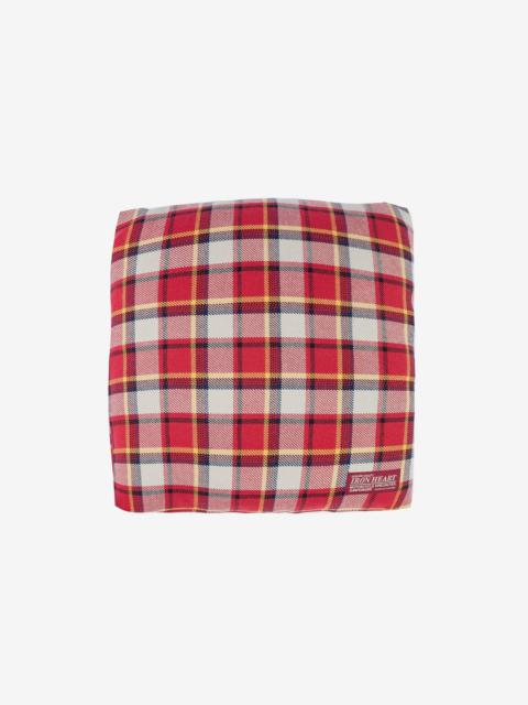 Iron Heart Ultra Heavy Flannel Small Block Check Cushion Cover - Red
