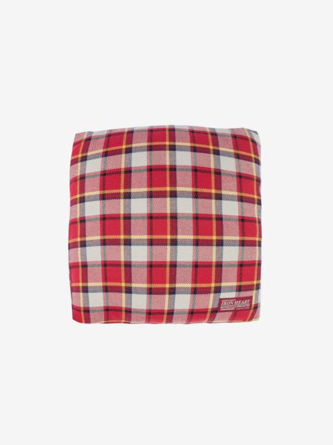 Iron Heart Ultra Heavy Flannel Small Block Check Cushion Cover - Red