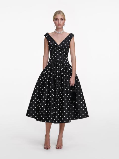 self-portrait Black Cotton Midi Dress