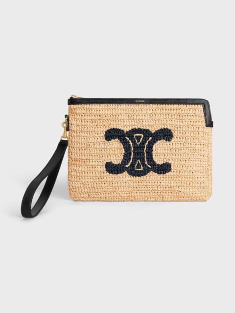 CELINE Small Pouch with strap CUIR TRIOMPHE in RAFFIA AND CALFSKIN WITH RAFFIA TRIOMPHE EMBROIDERY