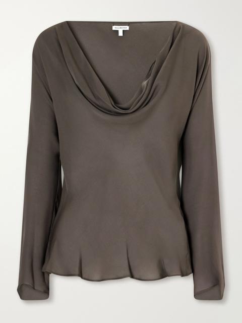 KALLMEYER Wilka draped silk-georgette blouse Gray