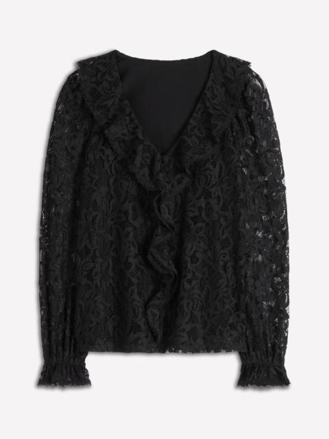 BODEN Ruffle Detail Lace Blouse-Black