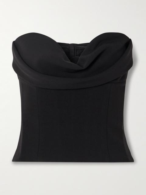 MAGDA BUTRYM Cropped Draped Wool-blend Crepe Bustier Top